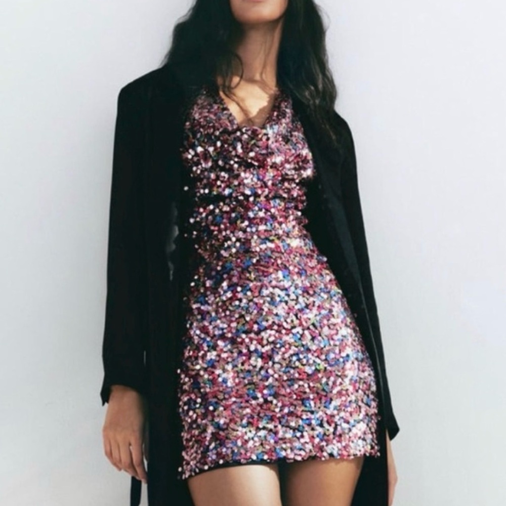 NEW WITH TAGS Zara Sparkling Sequin Mini Dress